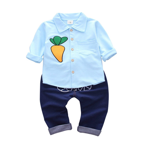 2018 Autumn New Baby Boys Clothes Sets Radish pattern Shirt+Pants Infant Cotton Suits Children Casual Suits Kids Cotton Suits