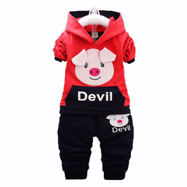 Children Boys Girls Clothing Suits Spring Autumn Baby Cartoon Pig Hoodies Pants 2Pcs/Sets Kids Brand Clothes Toddler Tracksuits