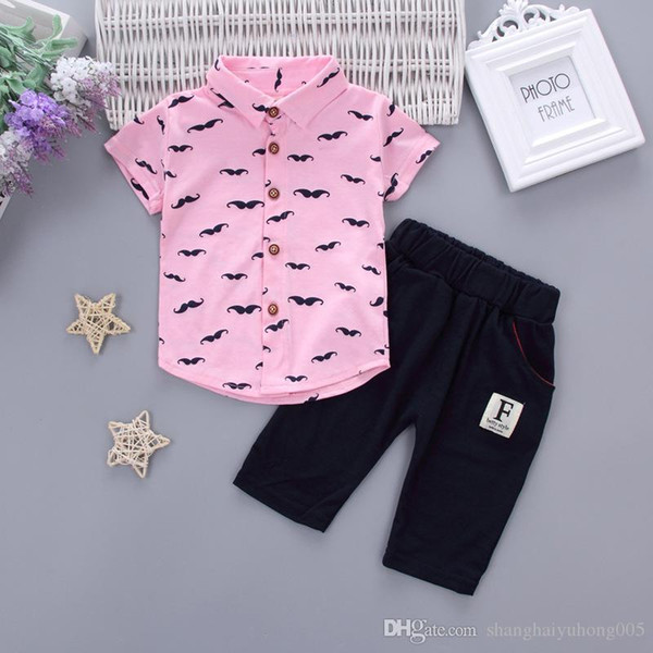 Summer Baby Boys Girls Clothing Sets Kids Clothes T-shirt Short 2PCS/Set Cartoon Moustache Children Sport Suits Infant Tracksuit