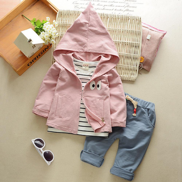 2018 New Children Girls Boys Fashion Clothing Sets Autumn Winter 3 Piece Suit Hooded Coat Clothes Baby Cotton Kids Tracksuits