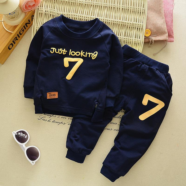 Spring Autumn Children Boys Girsls Clothing Cotton Long Sleeve Letter Sets Kids Clothes Tracksuit Baby T-Shirt Pants 2 Pcs/Suit