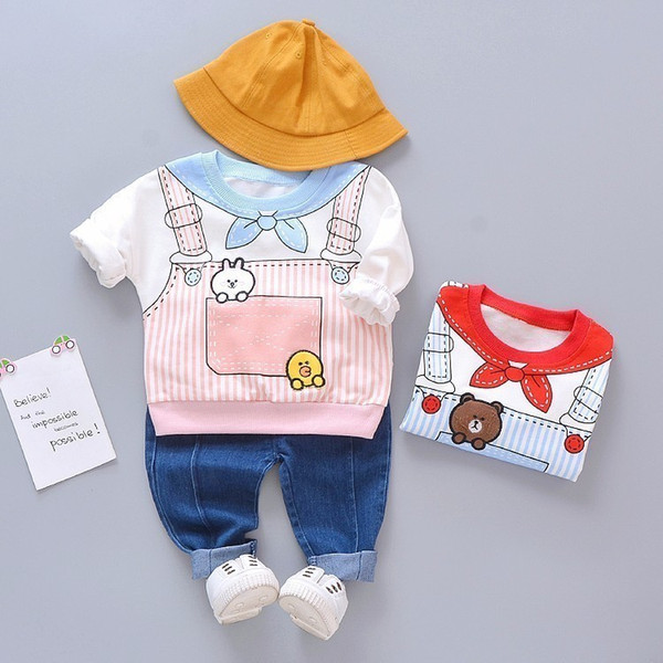 Spring Autumn Infant Cotton Clothing Sets Baby Girls Boys Cartoon T-shirt Pants 2Pcs/Sets Fashion Children Casual Tracksuits