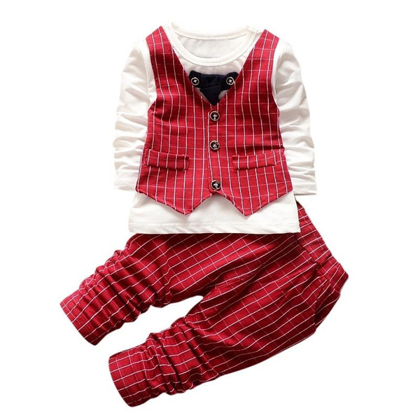 New Formal Baby Boys Suit Long Sleeve Striped Tops Jacket And Pants 2Pcs Children Girls Gentleman Cotton Outfits Kids Tracksuits