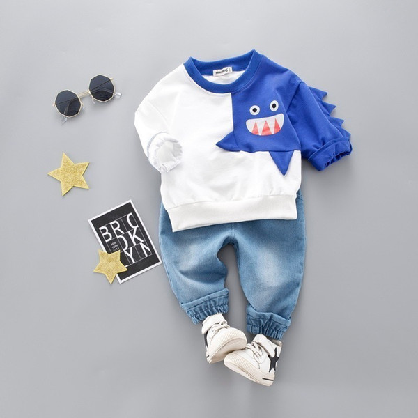 Spring Autumn Infant Clothing Kids Cartoon Shark T-shirt Pants 2Pcs/Sets Fashion Children Cotton Tracksuit Baby Boy Girl Clothes