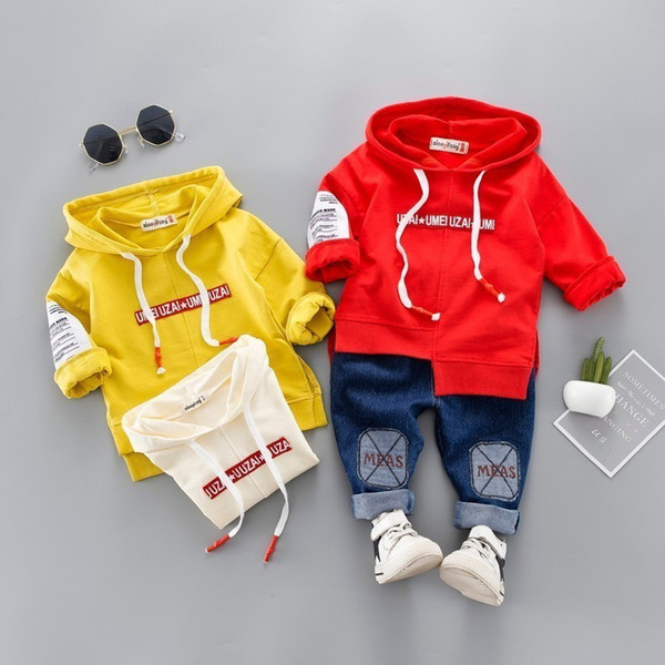 Spring Autumn Fashion Children Boys Girls Cotton Clothing Suits Baby Hoodies Jeans 2Pcs/set Outfit Infant Kid Casual Tracksuits