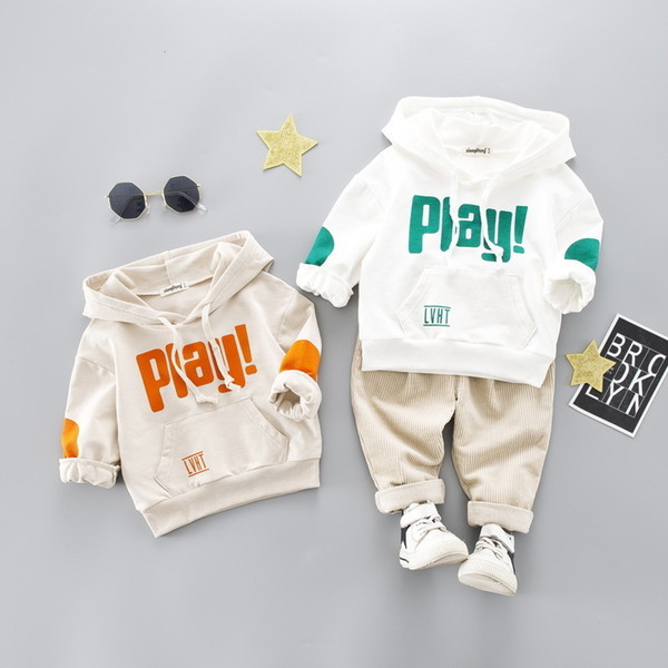 2019 Spring New Cotton Clothes Baby Girls Boys Sports Hooded T Shirt Pants 2pcs/Sets Children Kids Casual Suits Tracksuits