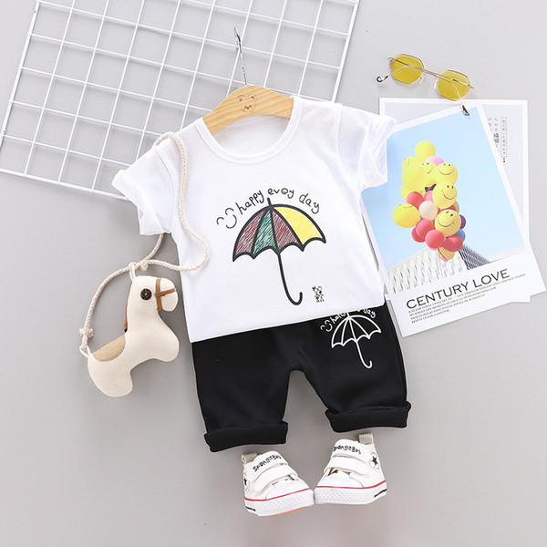 Summer Children Boys Girls Cotton Clothes Kids Cartoon Umbrella T-Shirt Shorts 2pcs/Sets Toddler Clothing Sets Baby Tracksuits