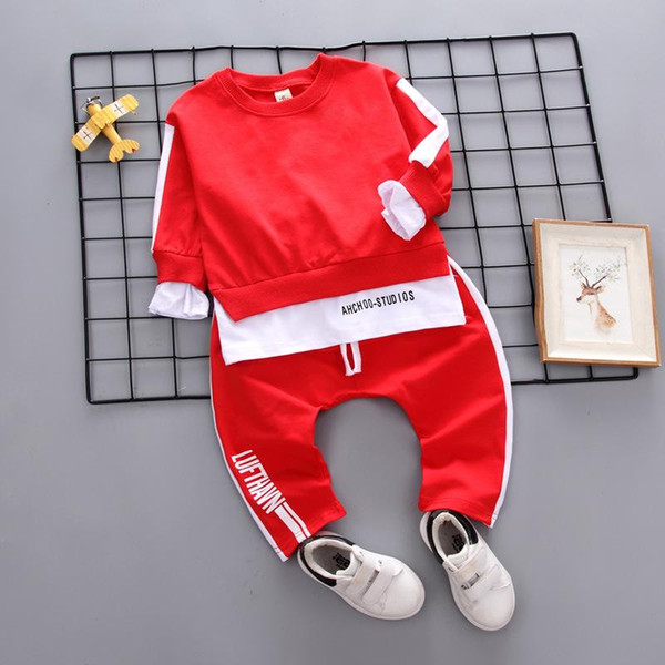 Autumn Baby Boys Clothes Full Sleeve T-shirt Pants 2pcs Cotton Letter printing Suits Children Clothing Sets Toddler Tracksuits