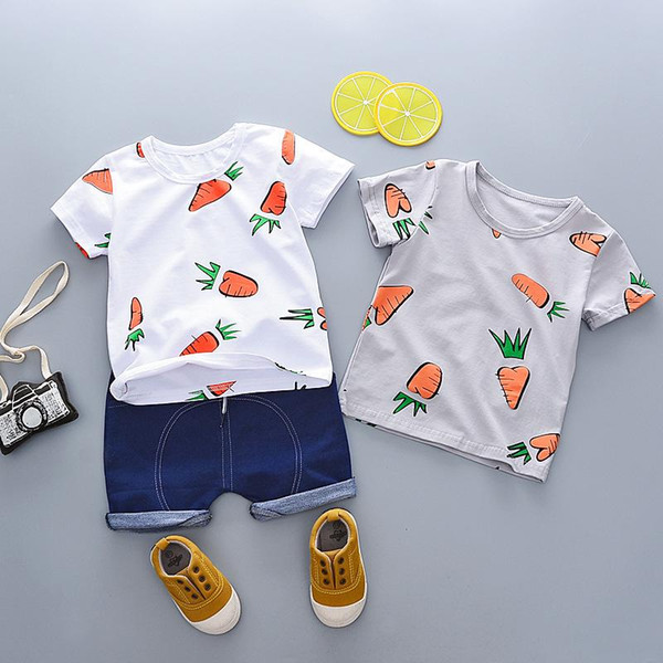 2018 New Summer Baby Girls Boys Infant Clothes Sets Classic Cartoon Cotton Short Sleeves T-Shirt Shorts 2pcs Child Kids Suits