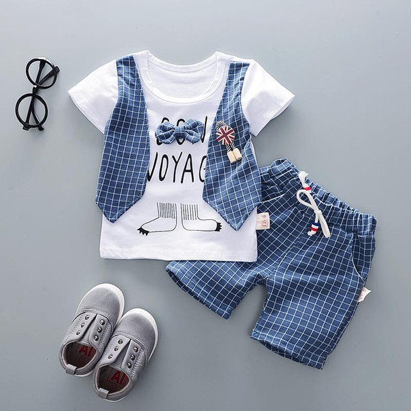 Summer Cotton Children Boy Clothes 2018 New Sets Kids Short Sleeves T-Shirt Shorts 2pcs Toddler Suits Shorts Child Clothing 0-4Y