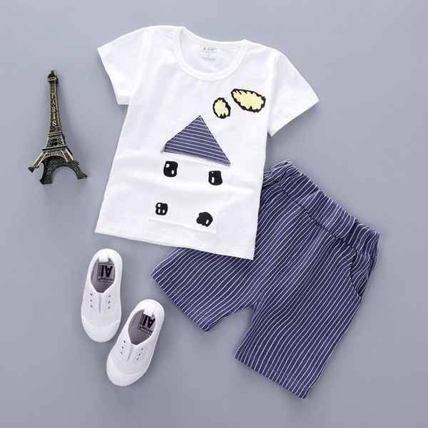 2018 Hot Sale Brand Boys Girl Clothing Children Summer Clothes Cartoon Kids Set T-shit Pants Cotton House Pattern