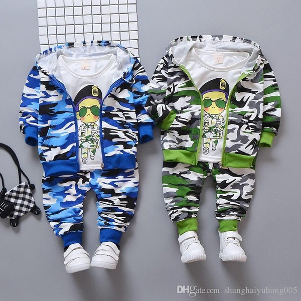 Spring Autumn Children Clothes Baby Girls Boys Camouflage Color Cotton Jacket T-Shirt Pants 3pcs/sets Infant Casual Tracksuits