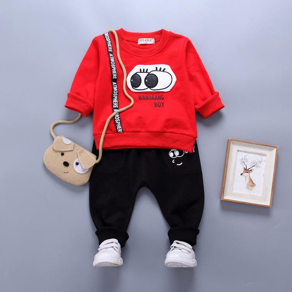 2018 New Spring Autumn Baby Boy Girl Clothing Sets Cotton Kids Toddler Clothes Cartoon Letter Suit Infant Long Sleeve Tracksuits