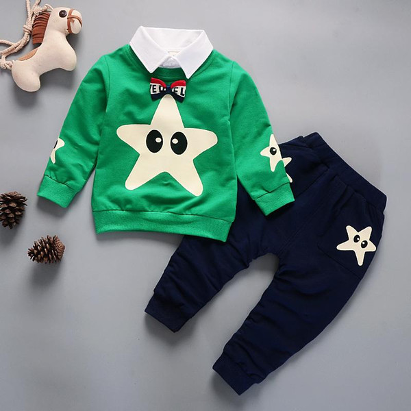 2018 New Fashion Baby Clothes Children Boys Girls Removable Collar T-shirt Pants 2Pcs/Sets Kids Cartoon Clothing Sets Tracksuits