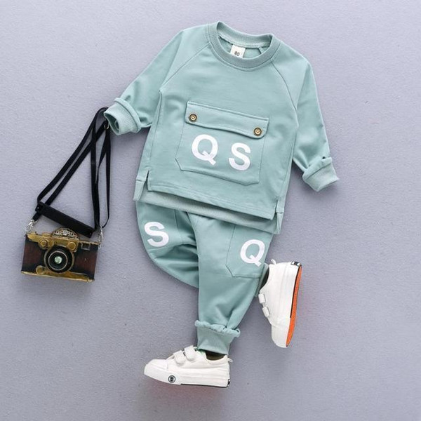 Spring Autumn Boys Clothing Kids Attire Clothes Toddler Suit Set Children's Cotton Full Sleeve T Shirt Pants 2 Pcs Tracksuits