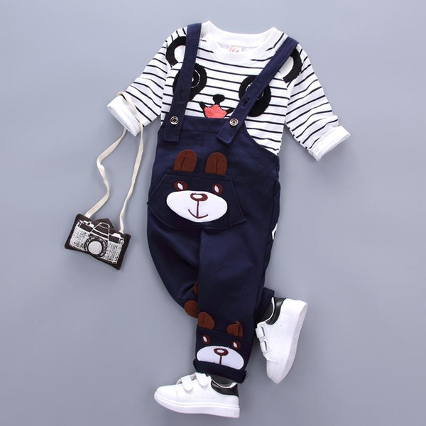 Spring Summer Baby Boys Girl Cartoon Panda Clothing Sets Fashion Children T-shirt Overalls 2 Pcs/sets 2018 Kids Cotton Tracksuit