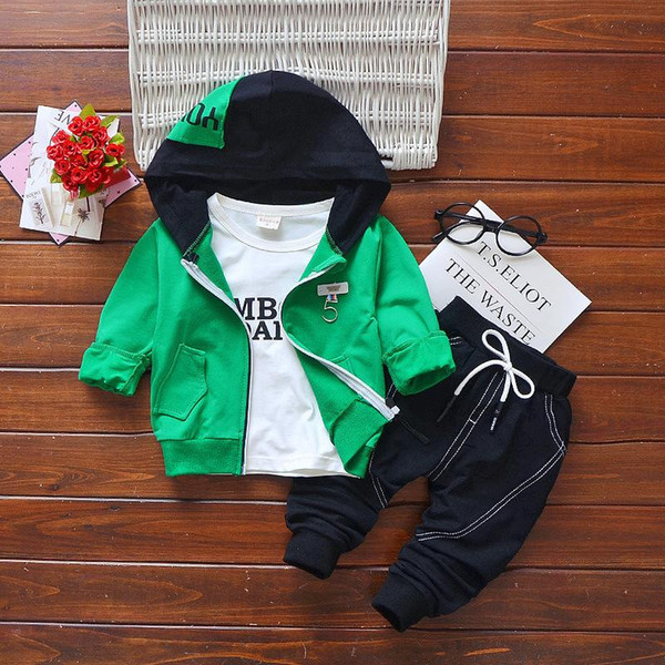 2018 Spring Autumn Children Cotton Clothing Sets Fashion Baby Hooded Jacket T-shirt Pants 3 Pcs/sets Boy Tracksuit Infant Outfit