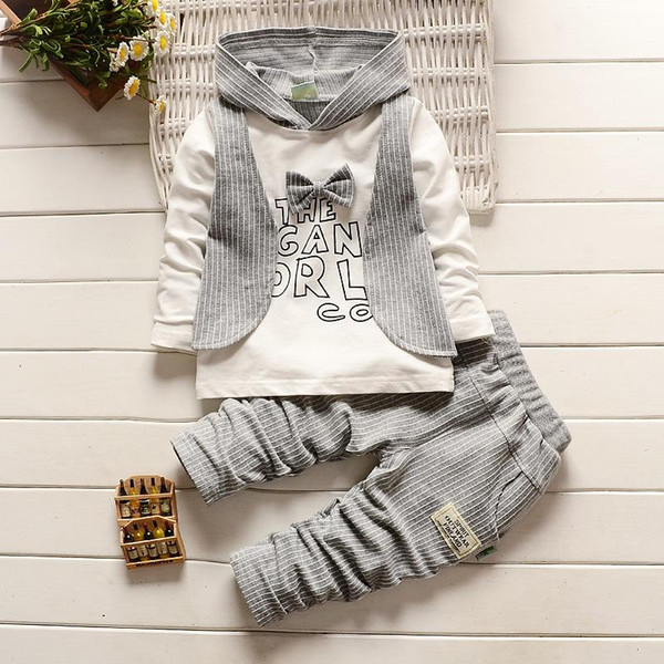 2018 New Children Boys Fashion Kids Clothing Sets Autumn Winter Suit Hooded T Shirt Pants 2PCS Clothes Baby Cotton Racksuits