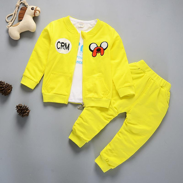 2018 Spring Baby Girls Boys Clothes Sets Children Cartoon Puppy Pattern Cotton Coats T Shirt Pants 3Pcs Infant Kids Active Suits