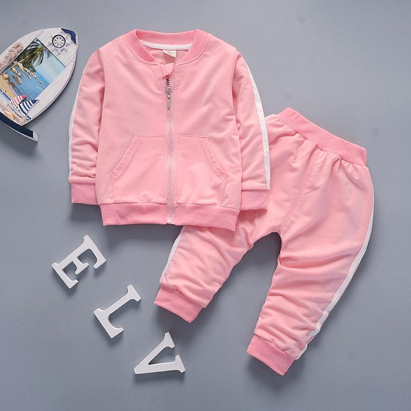 Fashion Spring Autumn Baby Boys Girls Cotton Jacket Pants 2pcs/sets Infant Tracksuit Kids Clothing Suts Children Zipper Clothes