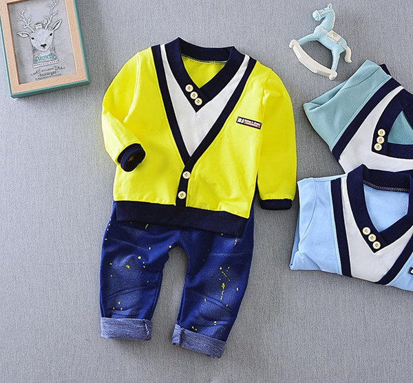 Toddler Handsome Gentleman Suit Boy Clothing Sets Kids Tracksuit Spring Autumn Fashion Children Clothes T-shirt Pants 2pcs/sets