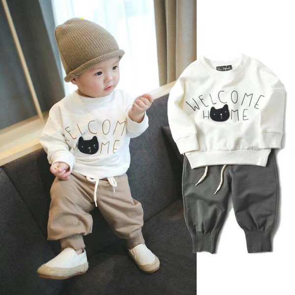 2018 Spring Autumn Baby Boys Clothes Full Sleeve T-shirt Pants 2pcs Cotton Suits Children Clothing Sets Kids Toddler Tracksuits