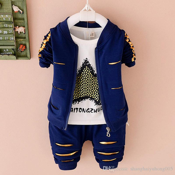 Children Boys Girls Garment Clothes 2018 Autumn Kids Jacket And T-shirt And Pants 3 Pcs Suits Baby Fashion Brand Clothing Sets