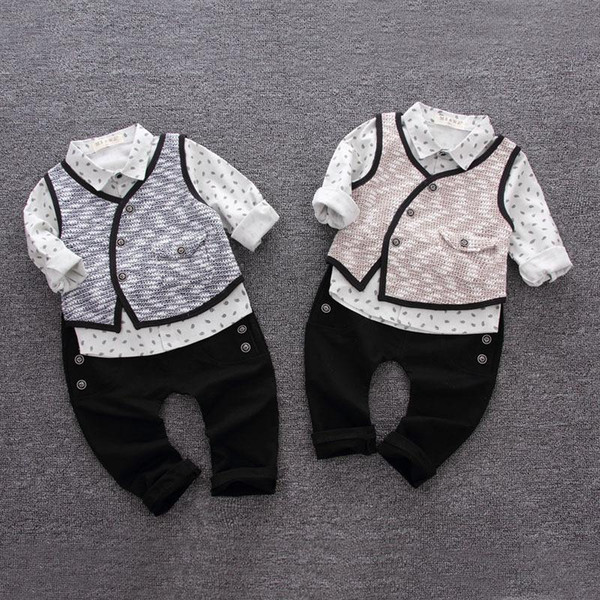 Autumn Children Boys Girls Clothing Suits Kids Vest Shirt PantsThree-piece Sets Baby Fashion Garment Toddler Gentleman Clothes