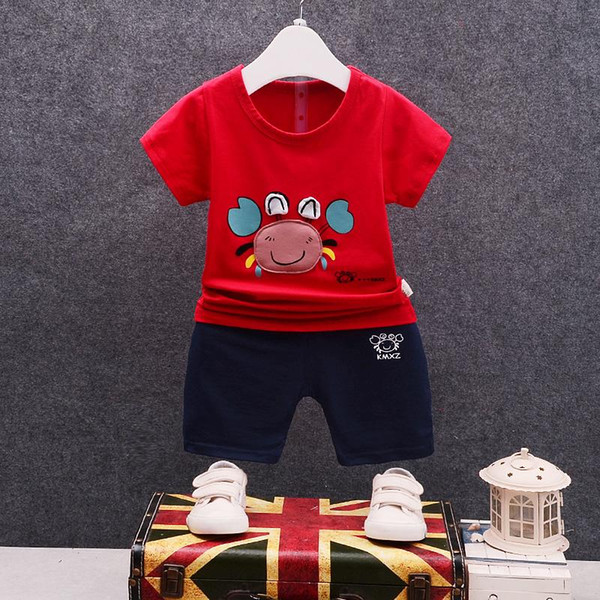 Baby Boys Girls Clothing Sets Kids Cotton Tracksuits Children Cartoon Crab T-shirt Shorts 2Pcs/Sets Summer Infant Fashion Outfit