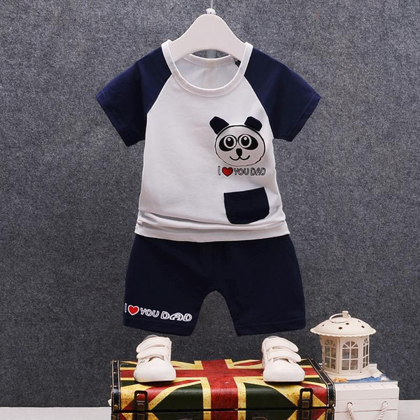 Summer Kids Outfit Infant Cartoon Bear T-shirt Shorts 2Pcs/Sets Fashion Children Boys Girl Clothing Sets Baby Cotton Tracksuits