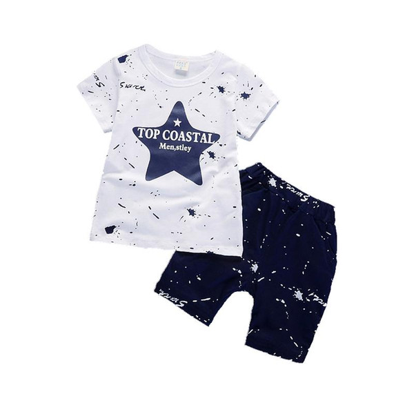 Summer Baby Boys Girls Fashion Active Clothes Kids Cotton Tracksuits Children Star T-shirt Shorts 2Pcs/sets Infant Casual Outfit