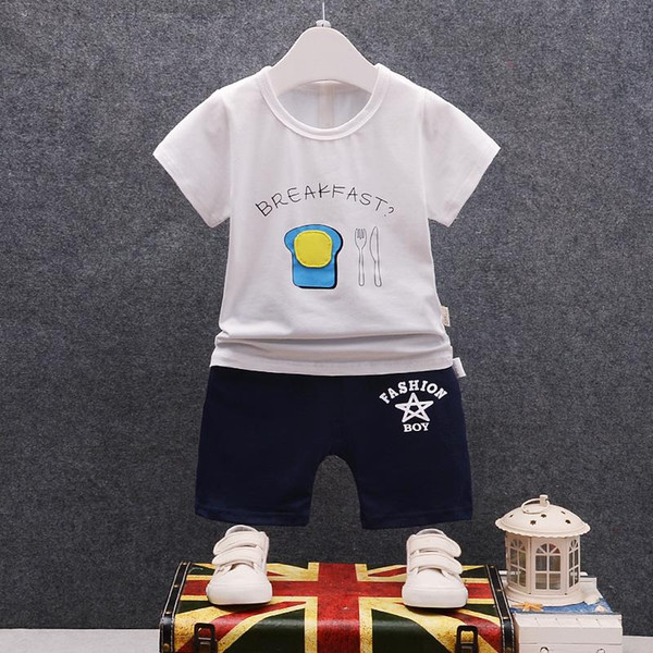 Summer New Fashion Children Boys Girls Cotton Suit Toddler Tracksuits Baby Cartoon Poached Egg T-shirt Short Pants 2Pcs/Sets