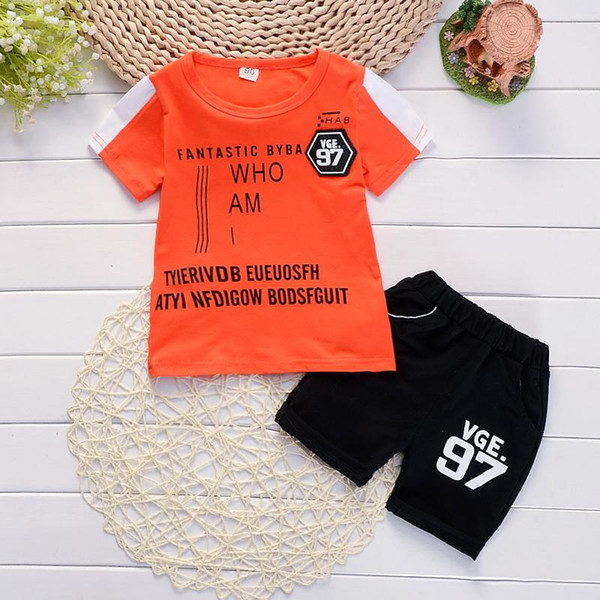 Hot Baby Suit 1 2 3 4 Years Boys Clothes 2018 New Cotton Letter Printing Kids Outfits Shirts Pants 2pcs Children Clothing Set