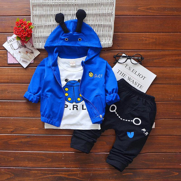 Children Boy Girl Fashion Clothing Sets Spring Autumn Baby Hooded Jacket T-shirt Pants 3Pcs/sets Toddler Cotton Tracksuit Outfit