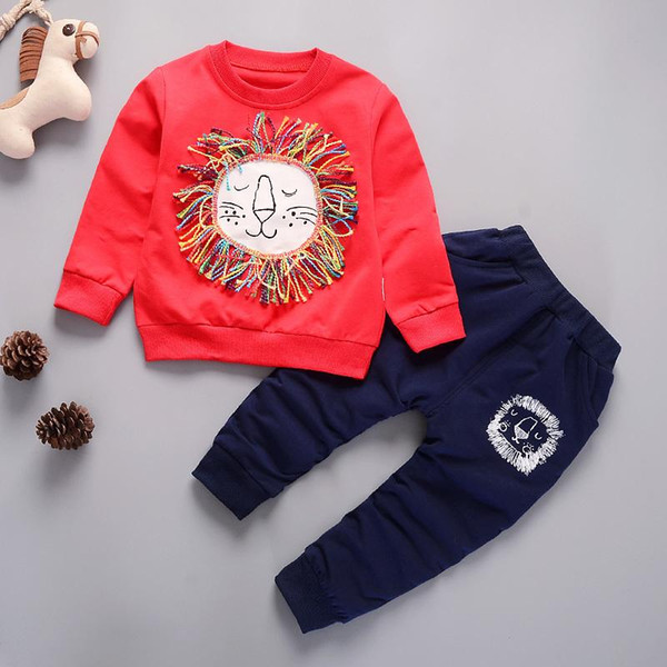 Fashion Children Boys Girls Clothes Kids Cartoon Lion T-shirt Pants 2 Pcs Sets 2018 Toddler Tracksuits Baby Spring Autumn Suits