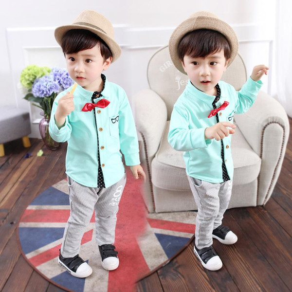 Autumn Children Boys Girls Casual Clothing Set Baby Fashion Plaid Shirt Pant 2 Pcs Suits Kids Brand Clothes Toddler Tracksuits