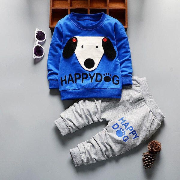 2018 Spring Autumn Children Boys Girls Cartoon Suits Baby T-shirt Pants 2Pcs/Sets Kids Fashion Dog Clothes Toddler Tracksuits