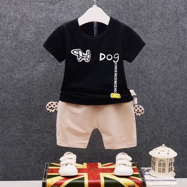 Fashion Infant Cartoon Dog Clothes Summer Baby Boys Girls T-shirt Short Pants 2Pcs/Sets 2018 Children Pure Cotton Clothing Sets