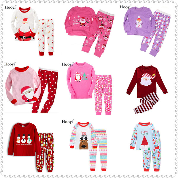 Red Santa Baby Girls Pajamas Clothes Suits 100% Cotton Children Pyjamas Set 2-7 Years Christmas Sleepwear Girl Tee Tops Trouser