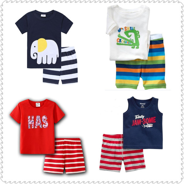 Striped Children T-Shirts Short Pants Clothes Suits 2019 Summer Summer Cotton Baby Boys Pajamas Sets Kids Sleepwear 2-7 Years