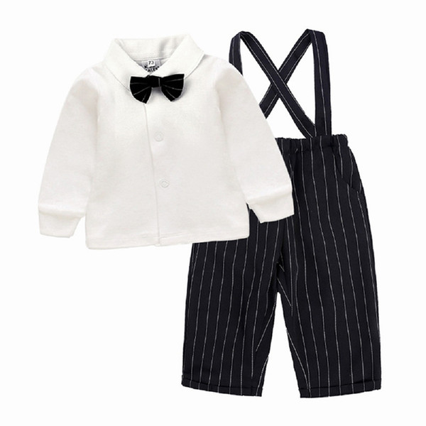 Baby Boy Gentleman Clothes Set Children Bowtie T-Shirt Pant Overall 2pcs/Set Toddler Clothing