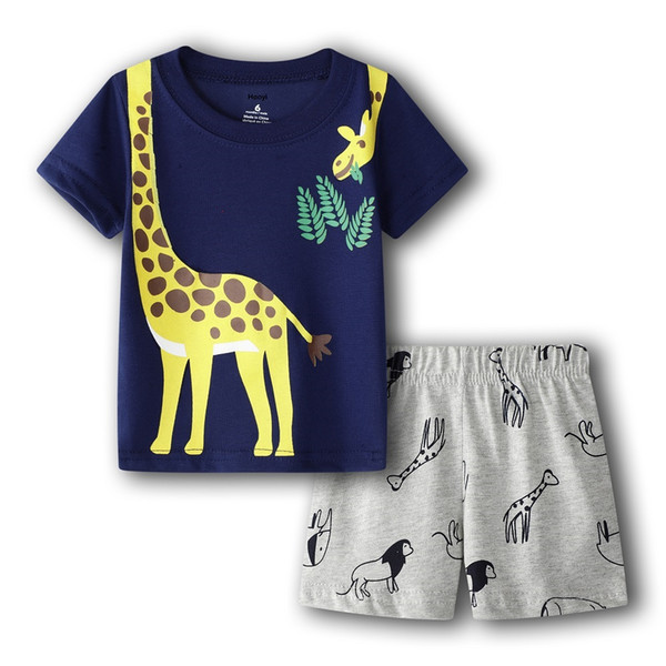 Giraffe Clothes Suit For Boy 6 9 12 18 24 Month Summer Baby Tee Shirts Shorts Pants 2-Pieces Sets Outfits Cotton Tops Jumpsuits