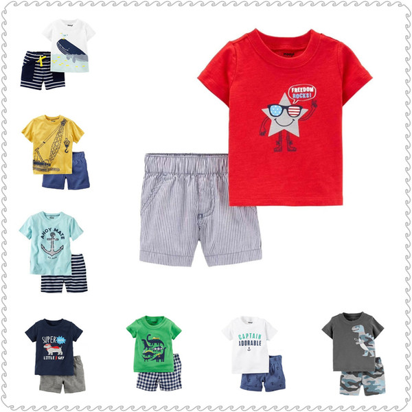 Baby Boy Summer Clothes Suit Freedom US Flag Rock Star Toddler T-Shirts Shorts Pants Independence Outfit Costumes Soft 0-2 Year