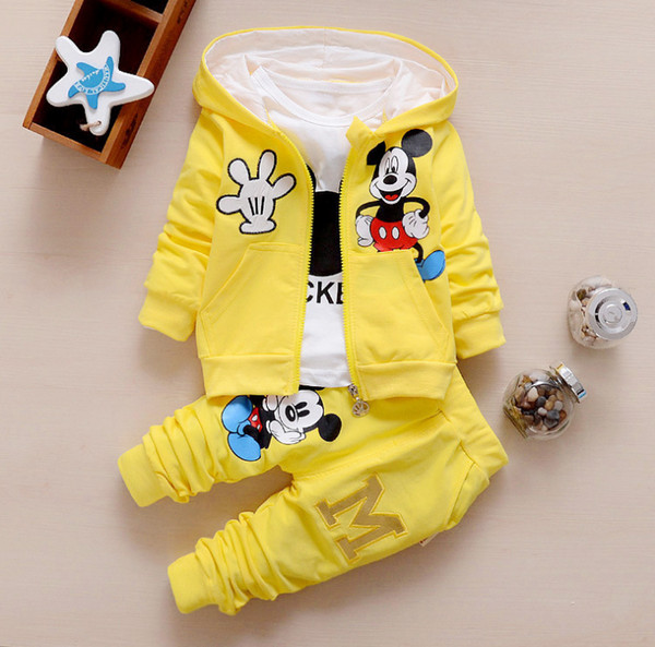 hot Spring long sleeve three-piece suit for boys and girls aged 0-3 years old can open trousers