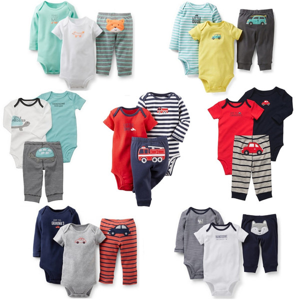 Hooyi Baby Boys Clothing Sets Newborn 3pcs Clothes Suit Babies Jumpsuit Trouser 100% Cotton Bodysuit Pants Pajamas Bebe Roupas Rompers