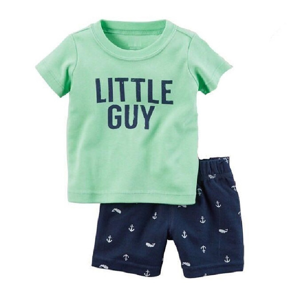 Hooyi Little Guy Baby Clothes Set Casual Boys T-Shirt Short Pants 2-Pieces Clothing Suit Anchor Children Tee Shirts Outfits Tops Jumpsuits