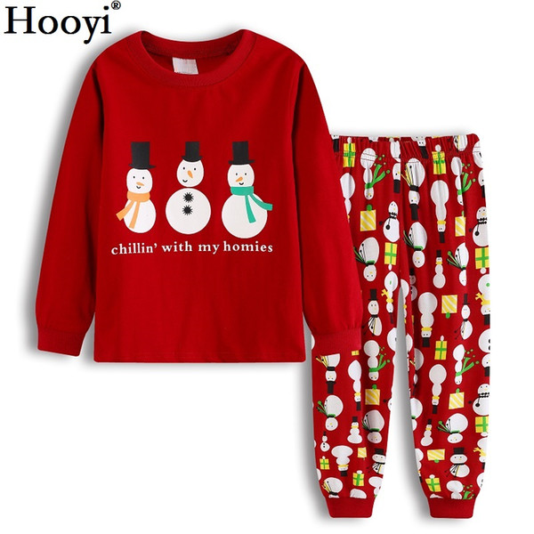 Christmas Baby Boys Clothes Suits Children Pajamas 100% Cotton Sleepwear Clothing For Kids Set X'mas Gift Red Snowman Nightgown