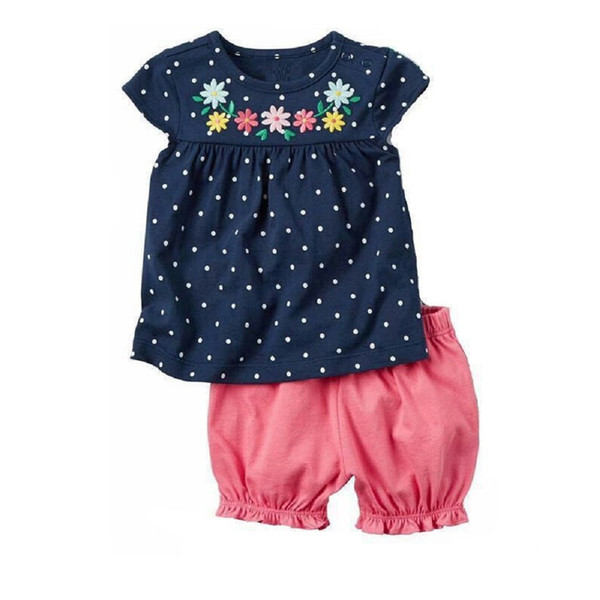 Baby Girl Clothes Set Floral Cotton Children T-Shirt Short Pants Newborn Tee Shirts Clothing Suit Outfits Infant Jumpsuits Polka Dot Sets