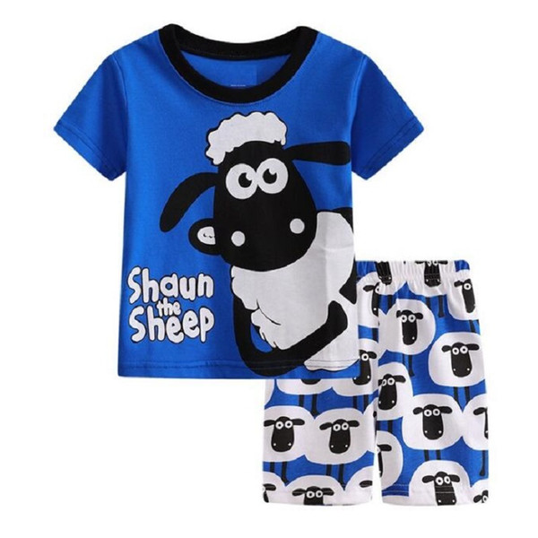 Shaun The Sheep Children Pajamas Boy Clothes Suits 2019 Summer Short Sleeve Cotton Baby T-Shirts Short Pants PJS Kids Sleepwear 2-7 Years