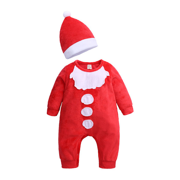 Father Christmas Baby Clothes Sets Fleece Red Newborn T-Shirt Trouser Caps Suits Girls Jumpsuits Santa Costumes Outfits 0-1Year FleeceRed Ch